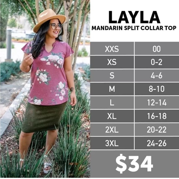 LuLaRoe Layla Mandarin Split Collar Top, Size S, Multicolor Print - Picture 3 of 4